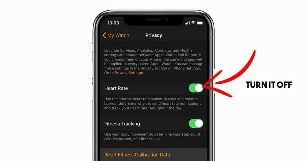 Step to turn of green light on apple watches