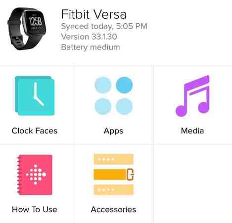 fitbit app menu