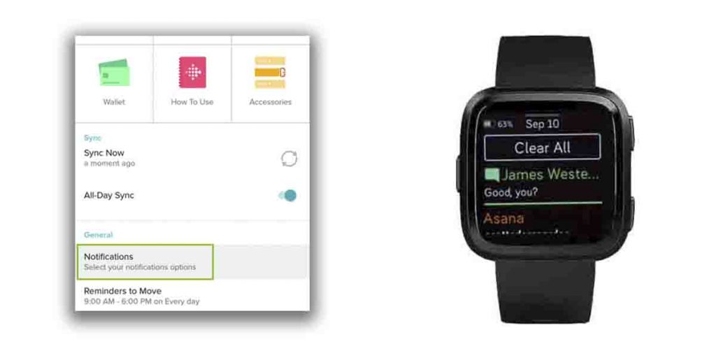 setting up notifications on fitbit