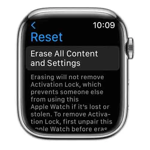 Erase and Reset Apple Watch