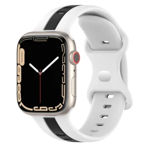 White / Black two-tone silicone sport Apple Watch band