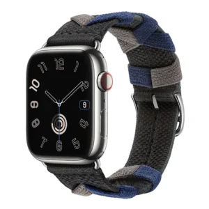 Black woven knit nylon Apple Watch band