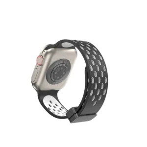 Black White breathable magnetic silicone Apple Watch band